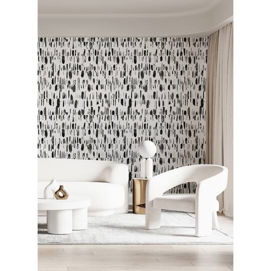 Katie Hunt Black Bold Brush Strokes Wall Mural